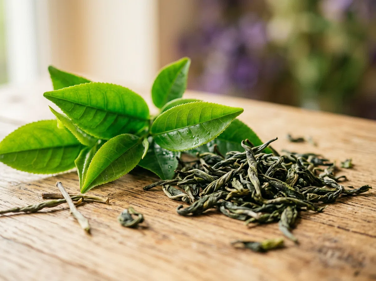 Groene thee extract capsules Nederland &mdash; verse groene theebladeren macro